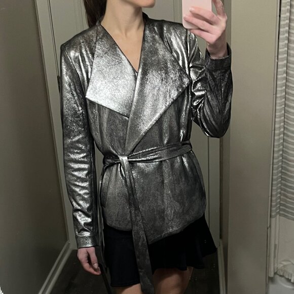 Donna Karan Women's Belted Metallic Jacket - Picture 5 of 16